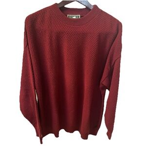 VTG‎ Ivy Club Burgundy Crew Neck Chunky Cotton Sweater 2X USA Classic Preppy